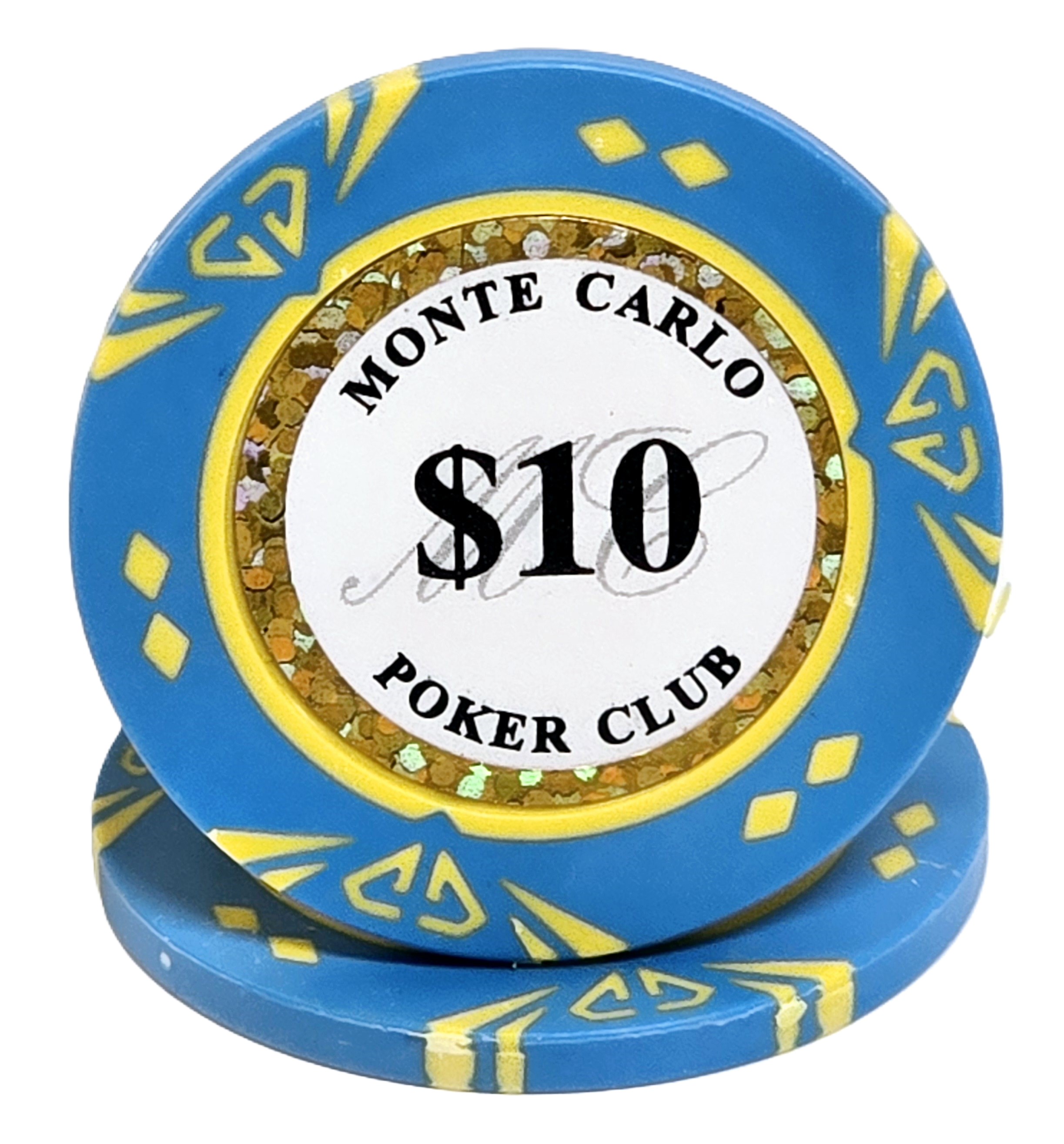 (25) $10 Aqua Clay Diamond Monte Carlo