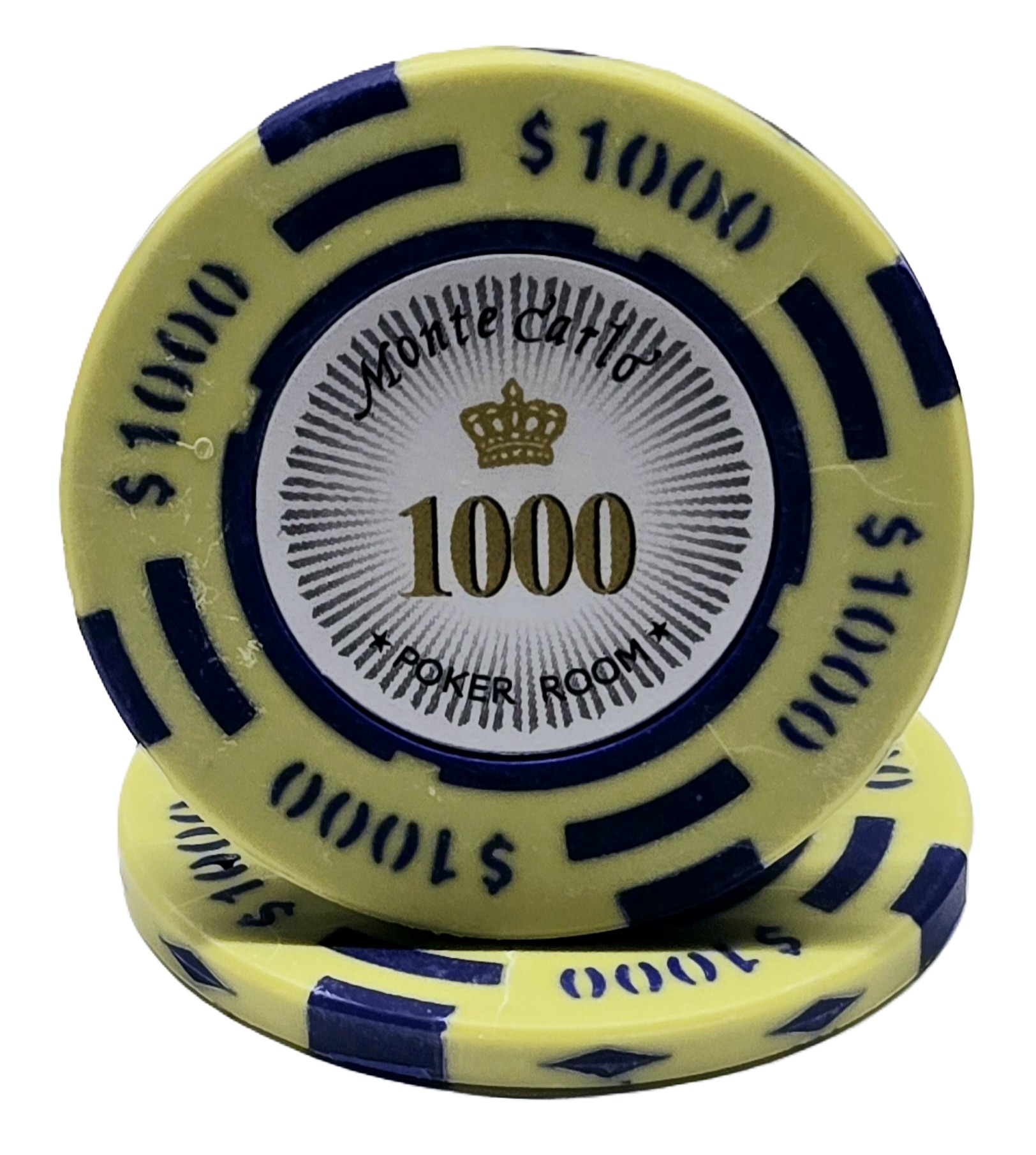 (25) $1000 Yellow 2-Tone Clay Monte Carlo 