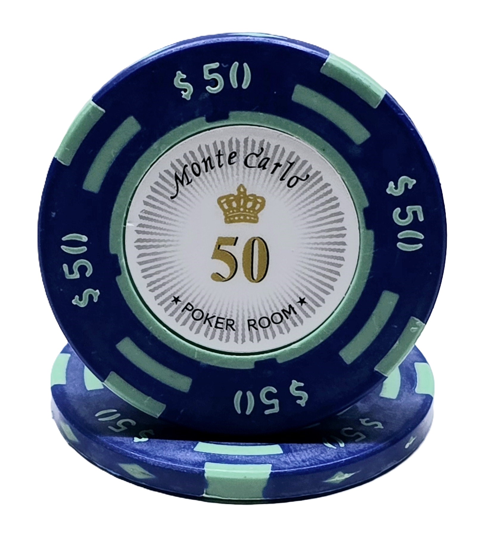 (25) $50 Blue 2-Tone Clay Monte Carlo 