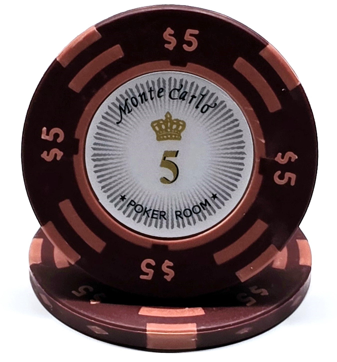 (25) $5 Red 2-Tone Clay Monte Carlo 