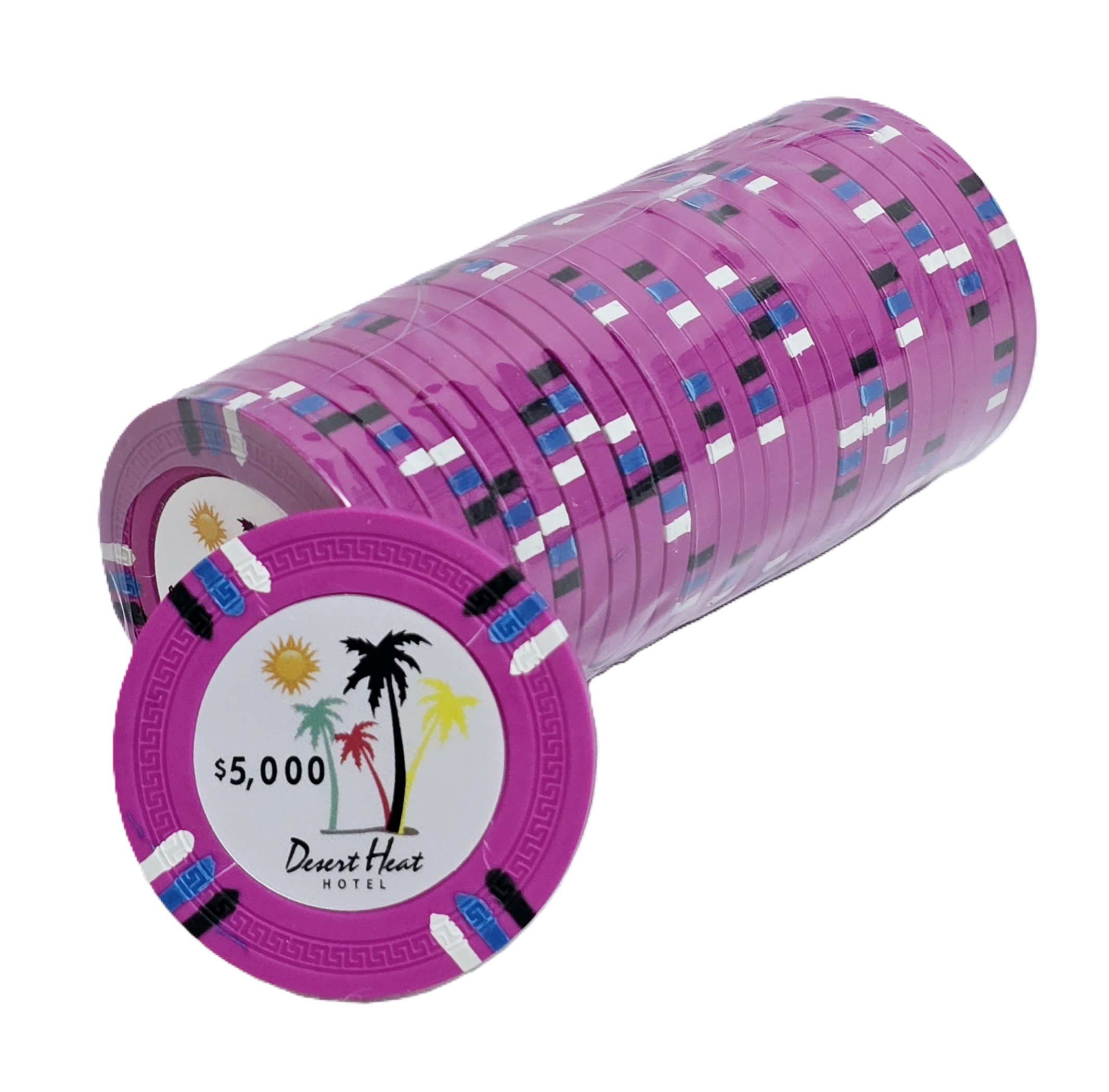(25) $5000 Pink 14g Desert Heat Chips 