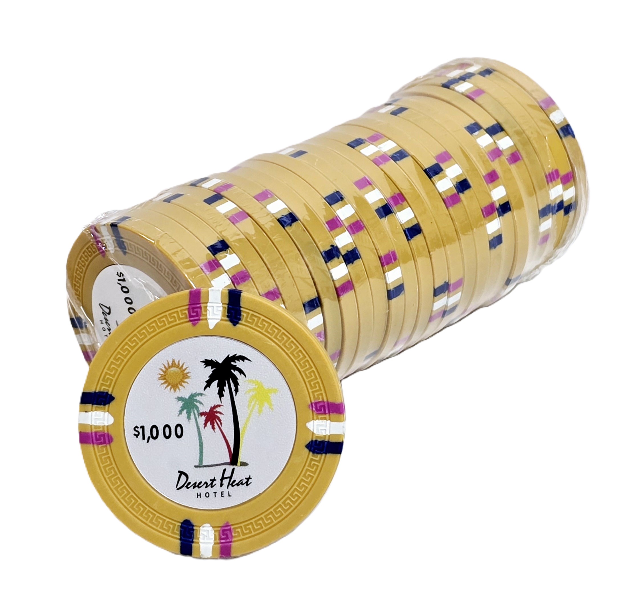 (25) $1000 Yellow 14g Desert Heat Chips 