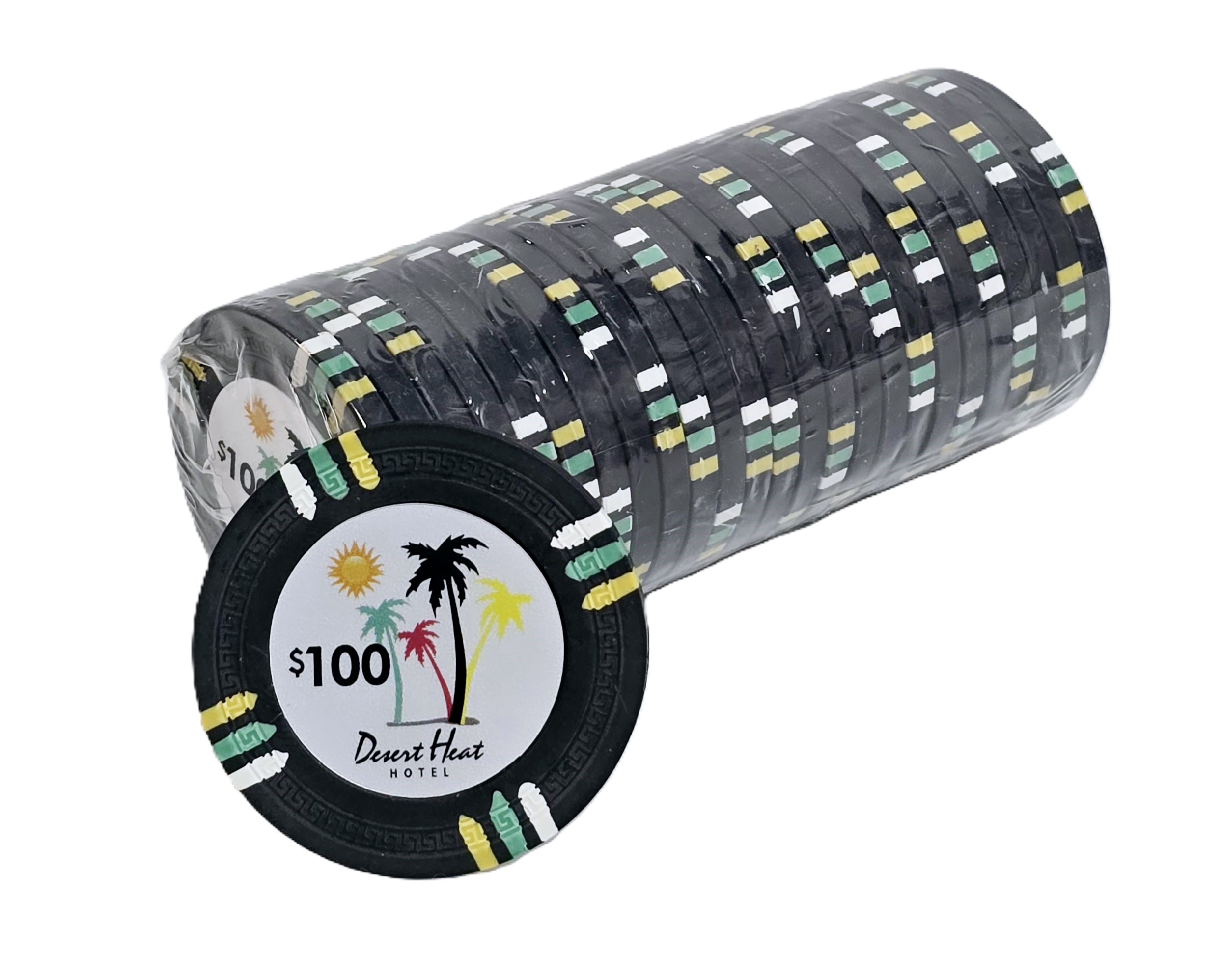 (25) $100 Black 14g Desert Heat Chips 