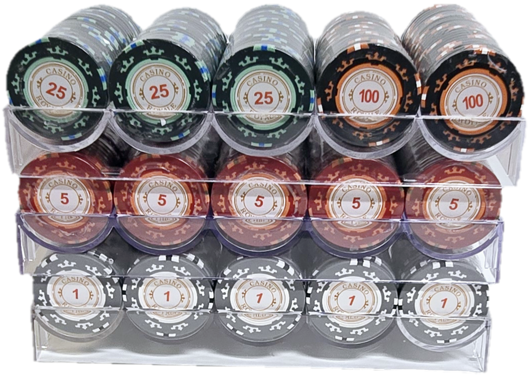 300pc 14g Clay Casino Royale Chip Set-With Trays 