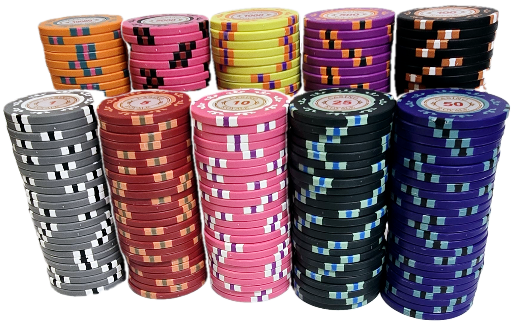 300pc 14g Clay Casino Royale Chip Set-With Trays 