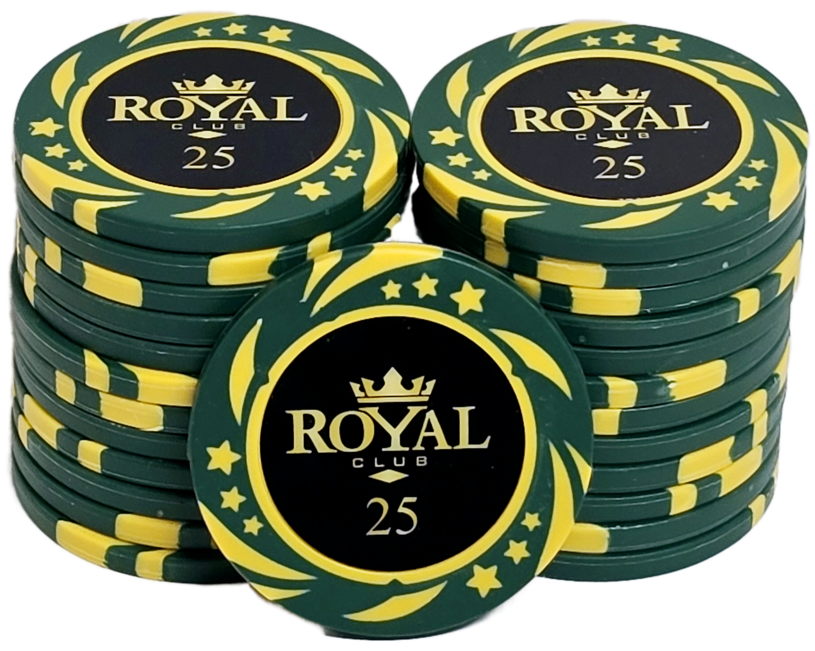 (25) $25 Green 14g Royal Chips