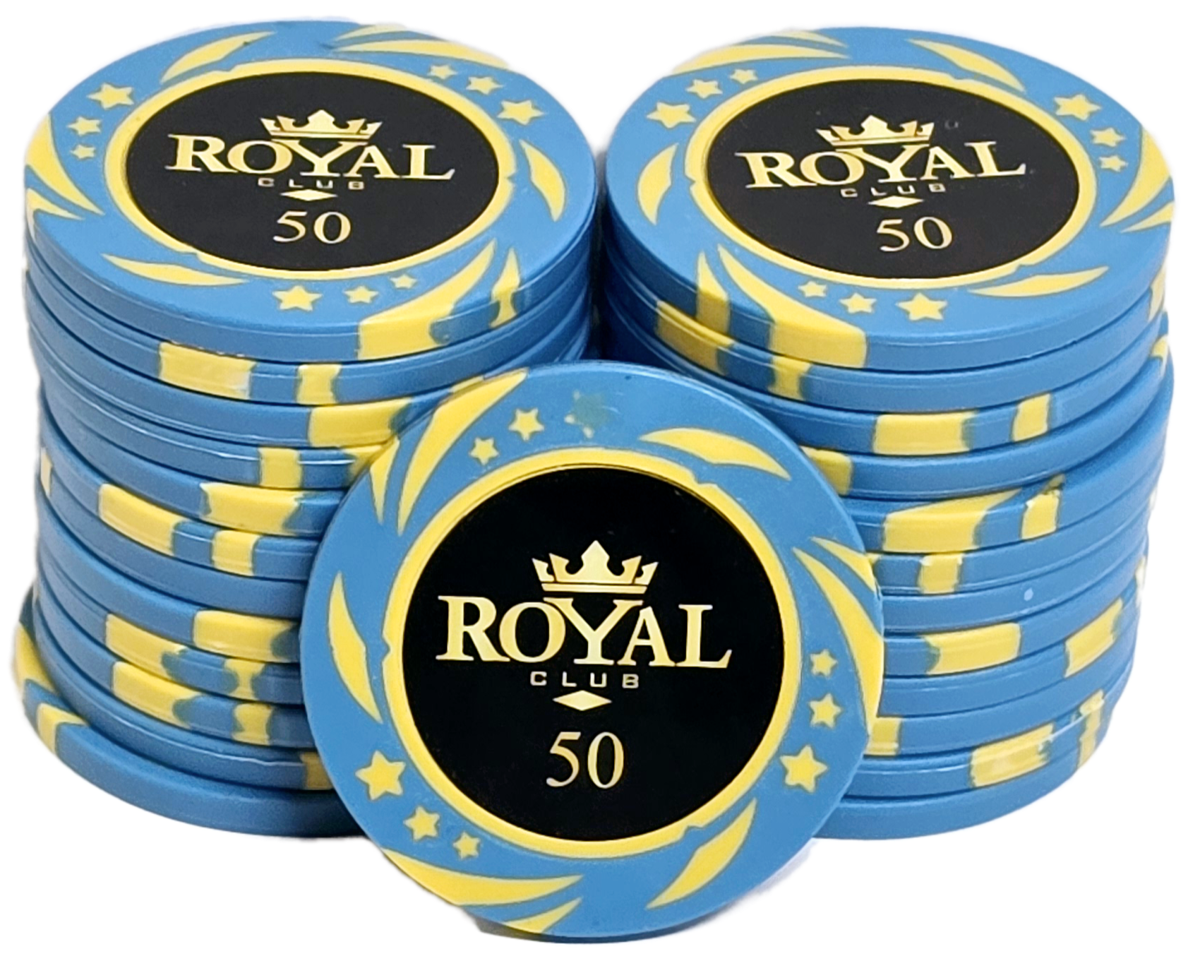 (25) $50 Light Blue 14g Royal Chips