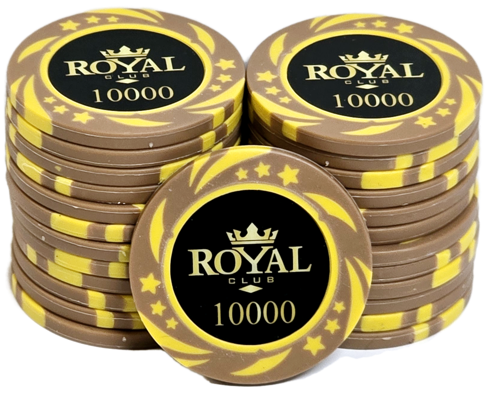 (25) $10,000 Brown 14g Royal Chips