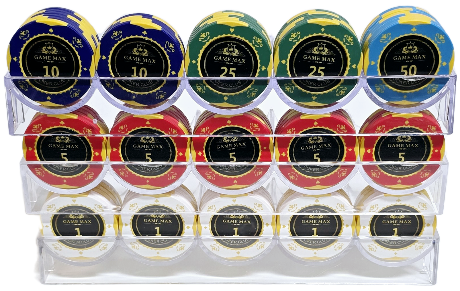 300pc 14g Clay GameMax Chip Set-With Trays 