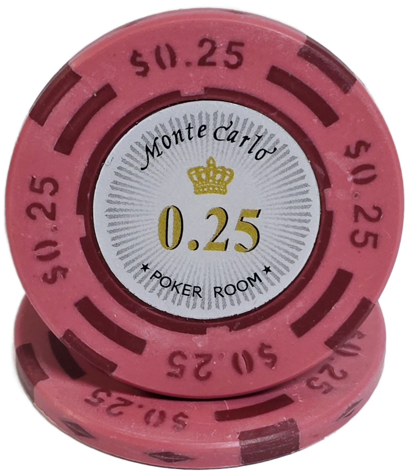 (25) $0.25 Pink Clay 2 Tone Monte Carlo 