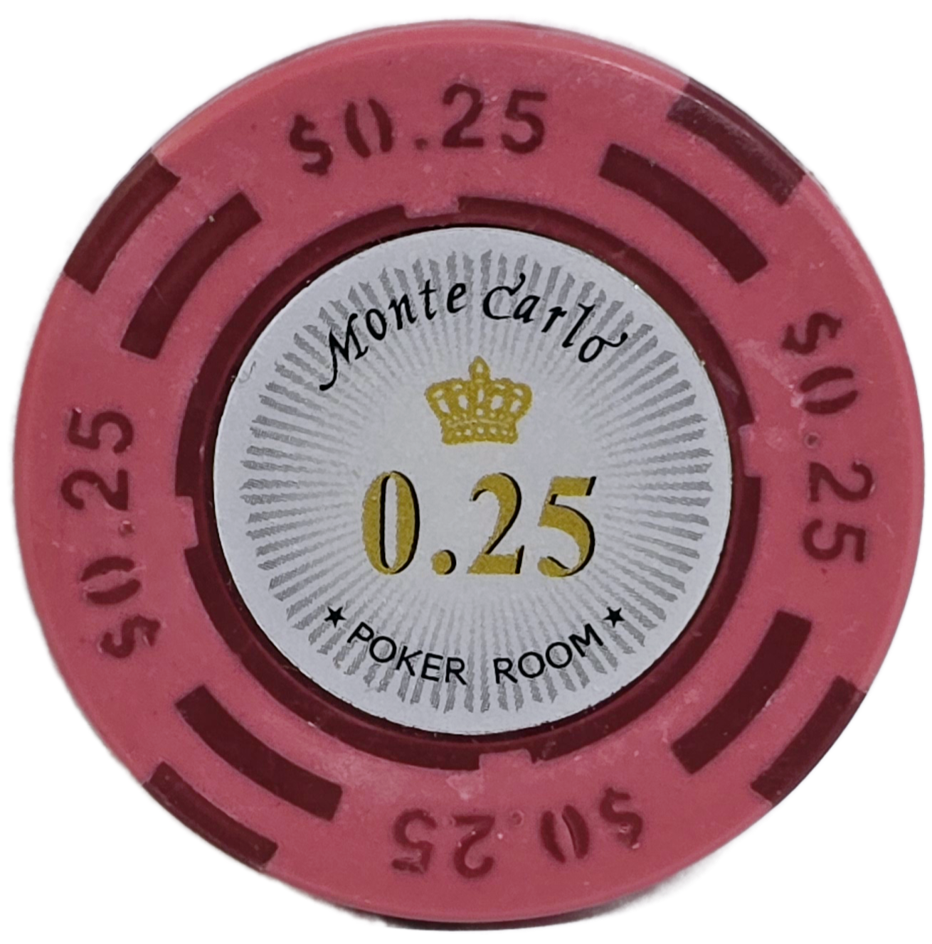 (25) $0.25 Pink Clay 2 Tone Monte Carlo 
