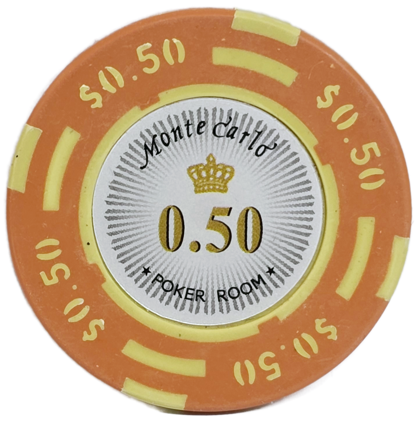 (25) $0.50 Orange Clay 2 Tone Monte Carlo