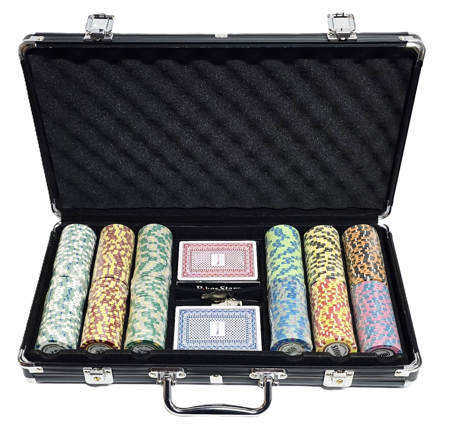 300pc 14g Clay 3-Tone Monte Carlo Chip Set-With Case