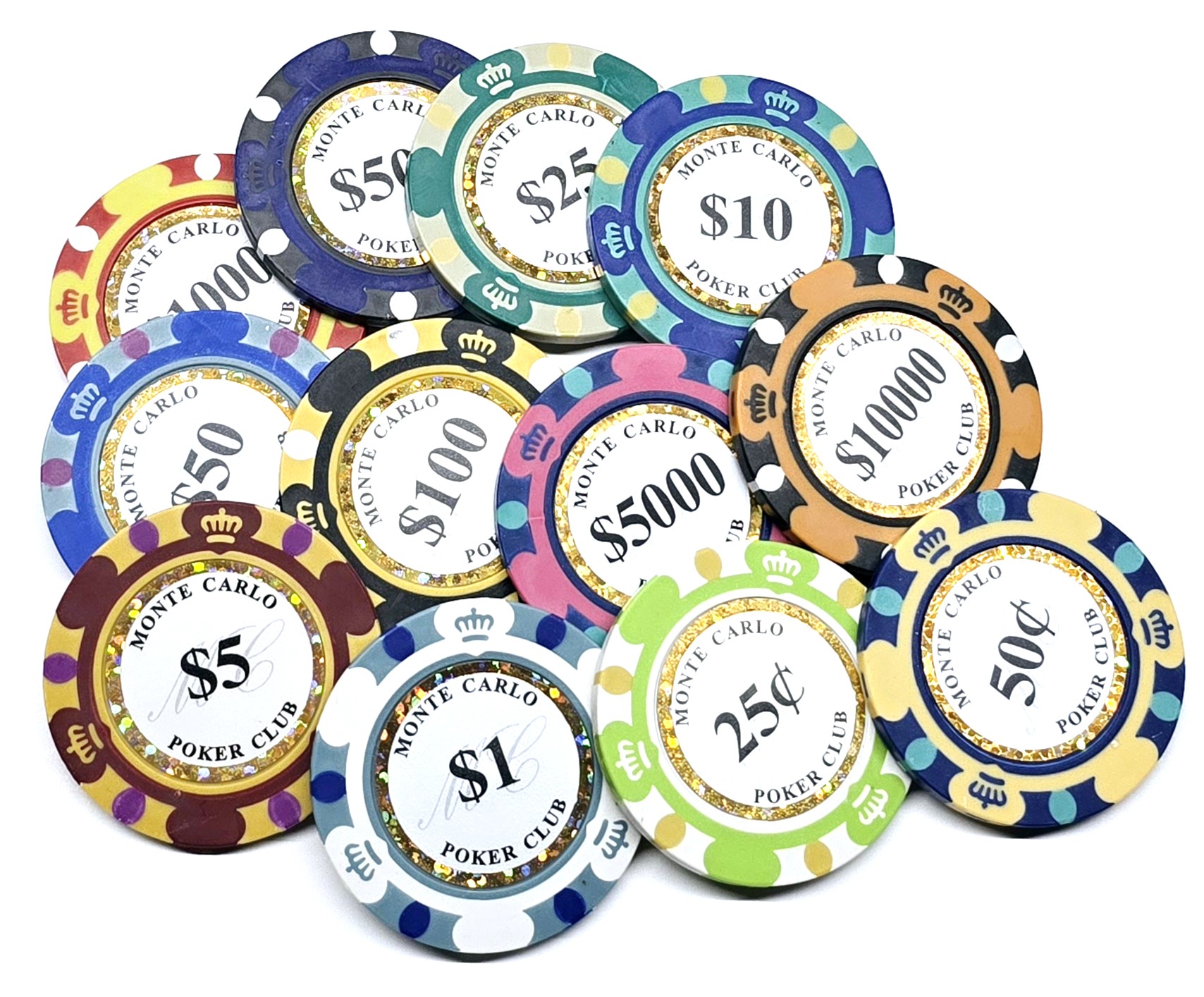 200pc 14g Clay 2-Tone Monte Carlo Chip Set-No Case