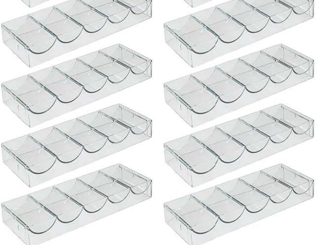 (10) Clear Acrylic Chip Trays 10pc 