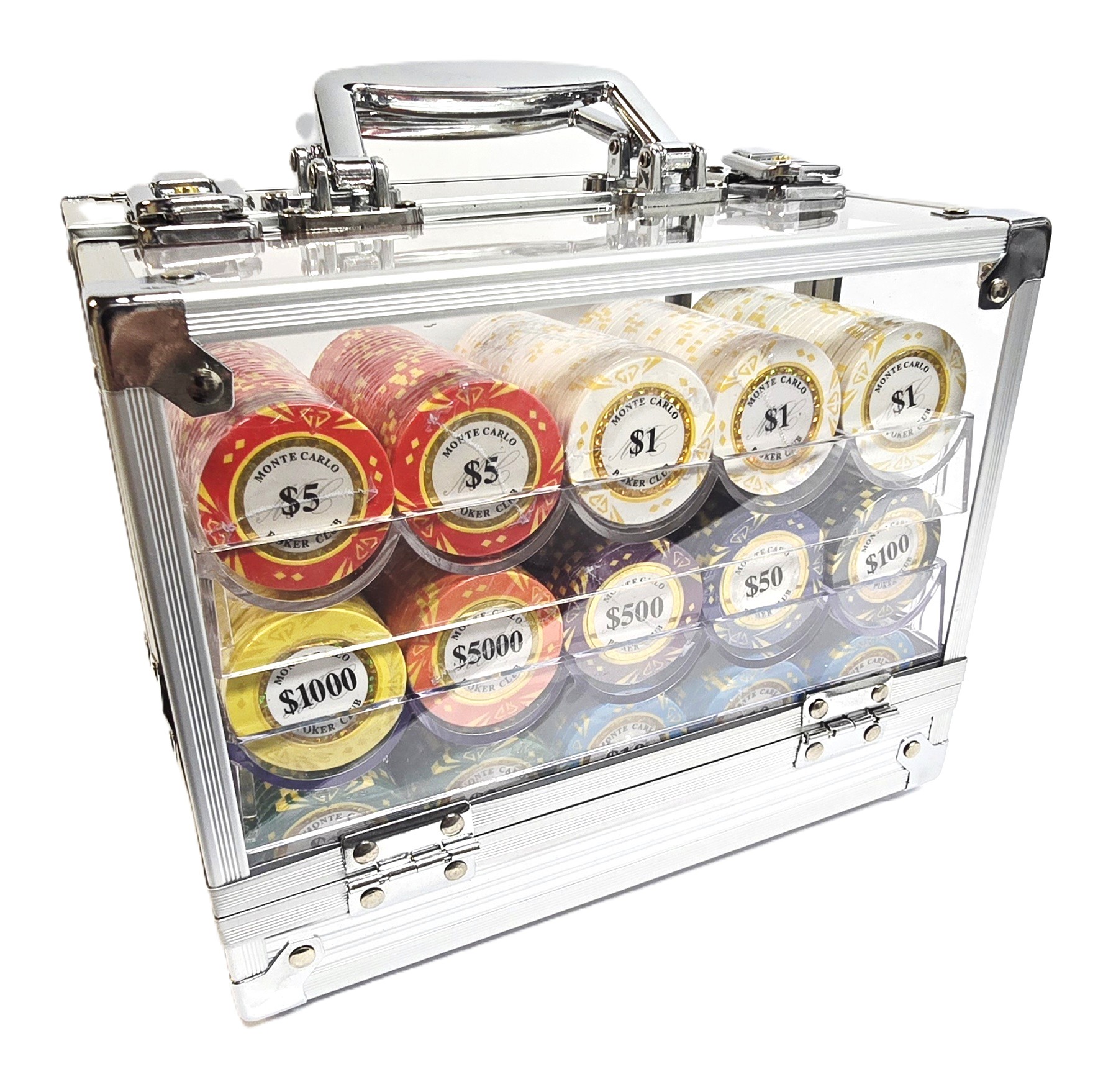 600pc Diamond Monte Carlo Chip Set-With Case