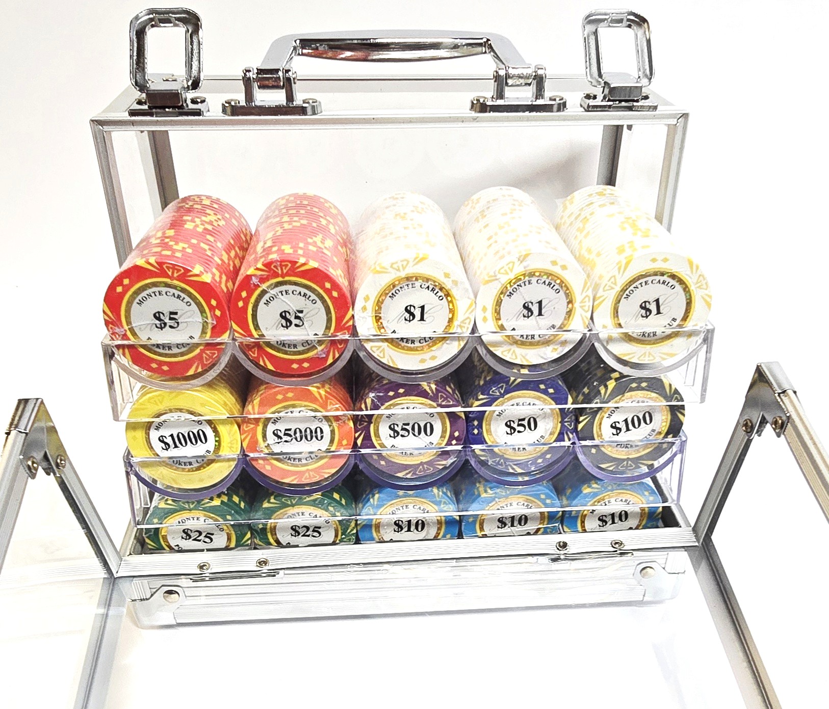 600pc Diamond Monte Carlo Chip Set-With Case