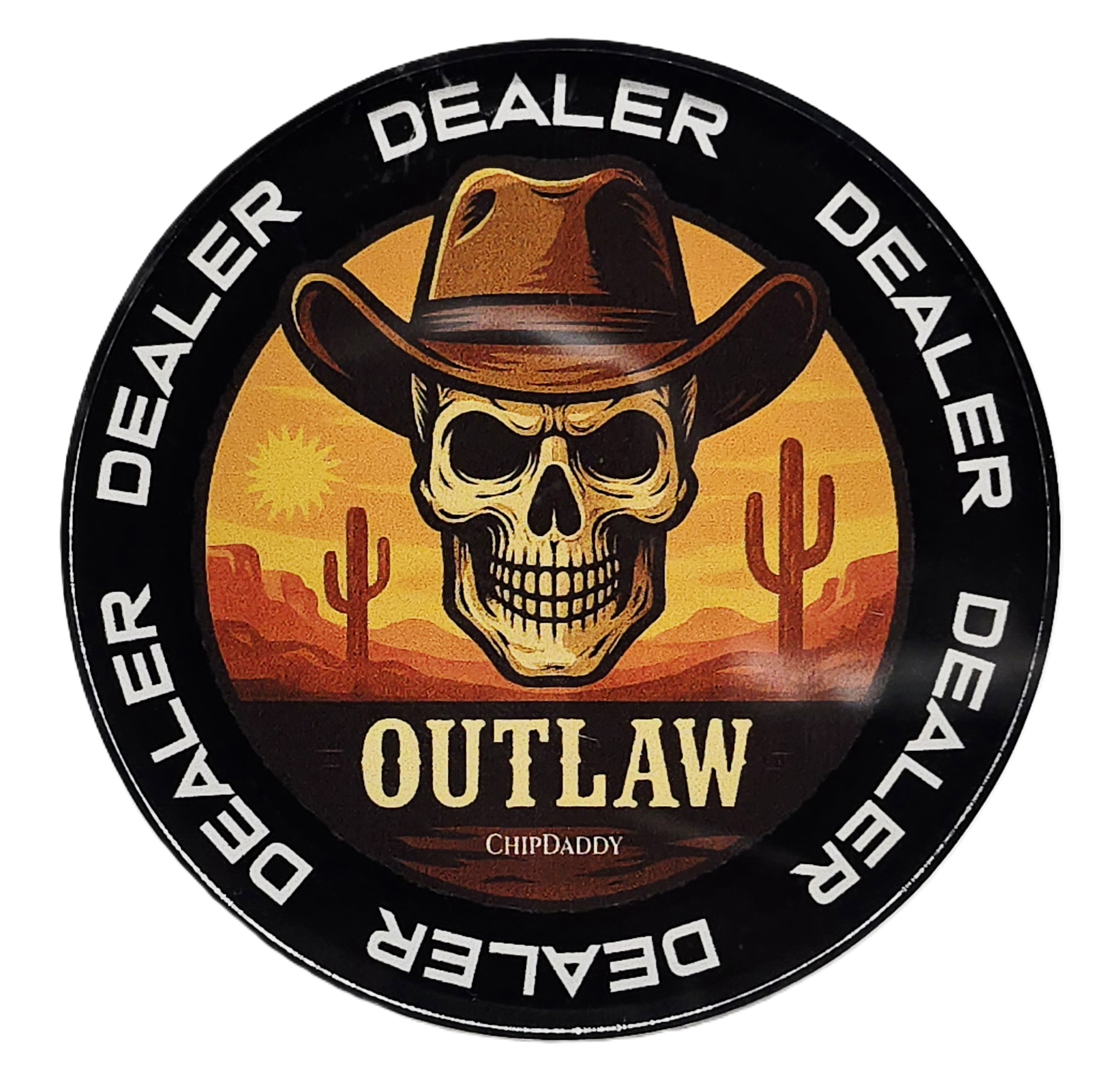 Outlaw 3" Diameter Acrylic Dealer Button