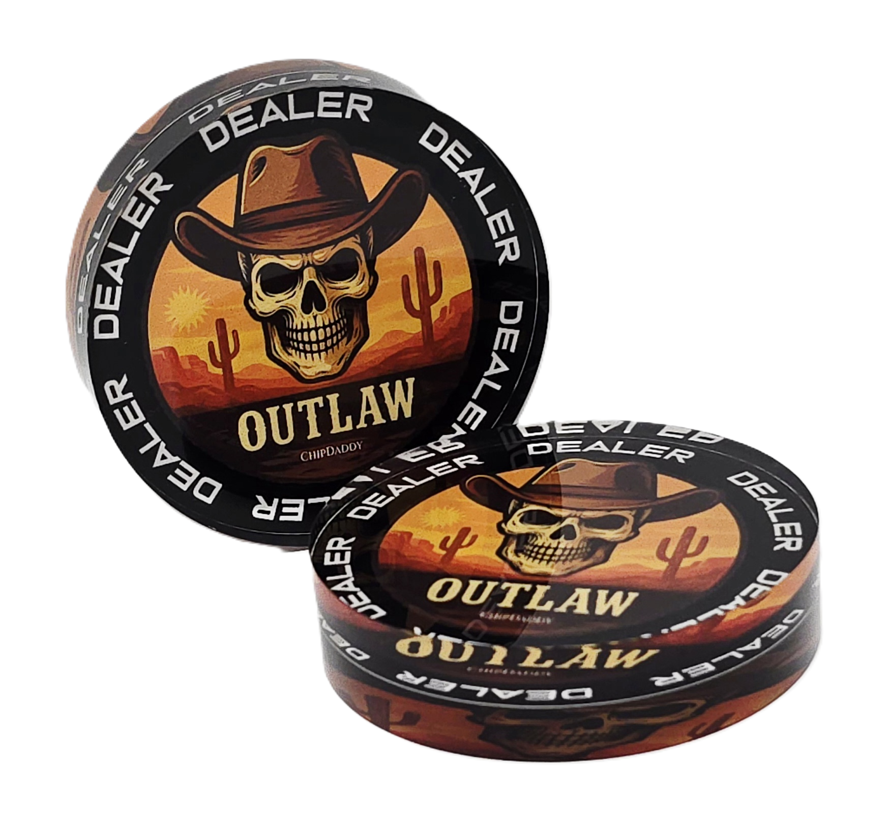 Outlaw 3" Diameter Acrylic Dealer Button