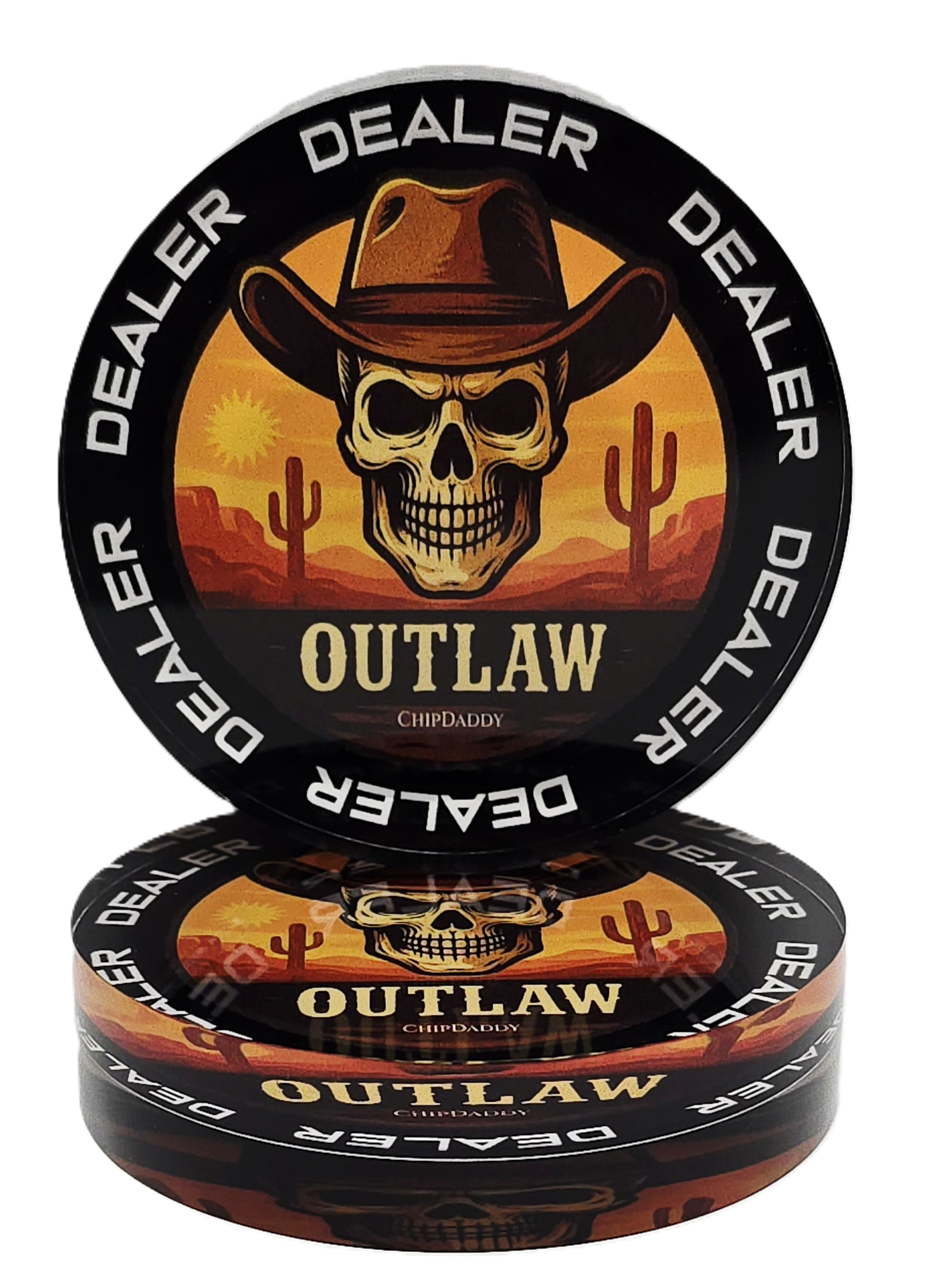 Outlaw 3" Diameter Acrylic Dealer Button