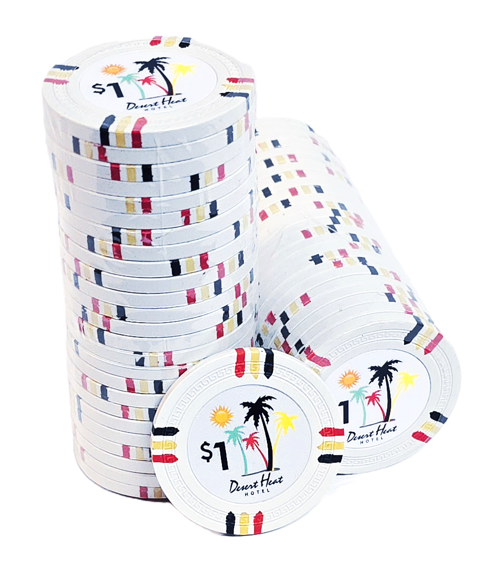 (25) $1 White 14g Desert Heat Chips 