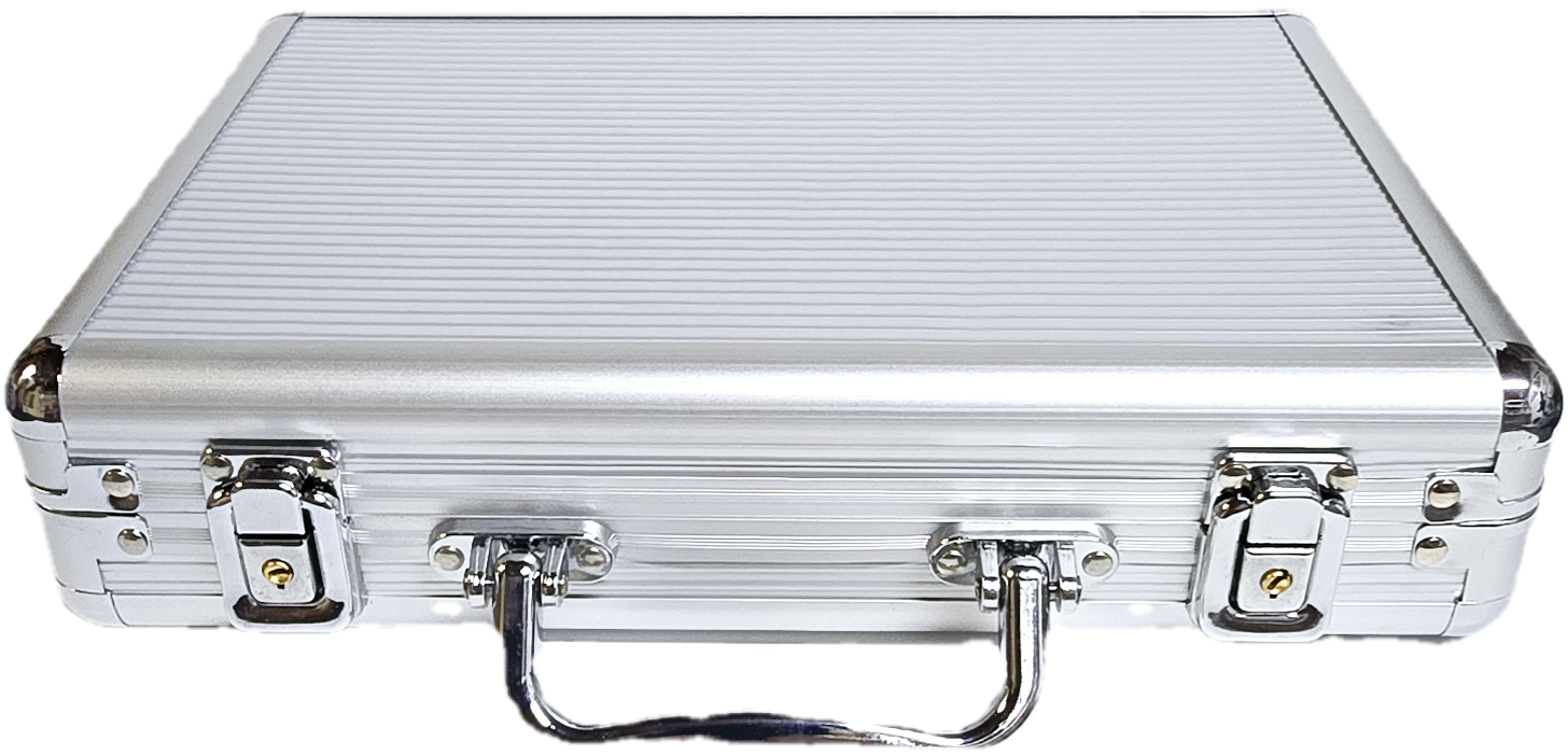 200pc Silver Aluminum Chip Case