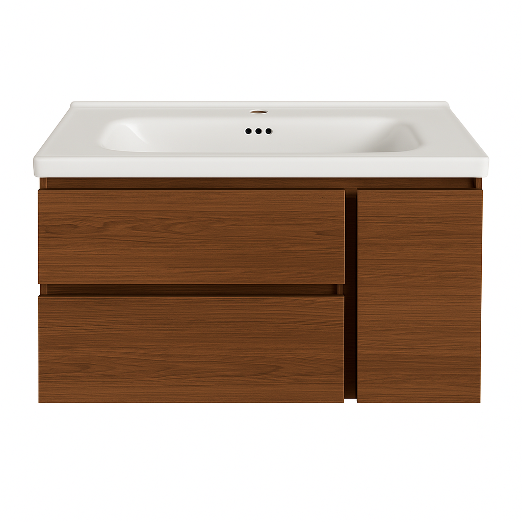 32" Reddish Wood-Style PVC Bathroom Vanity