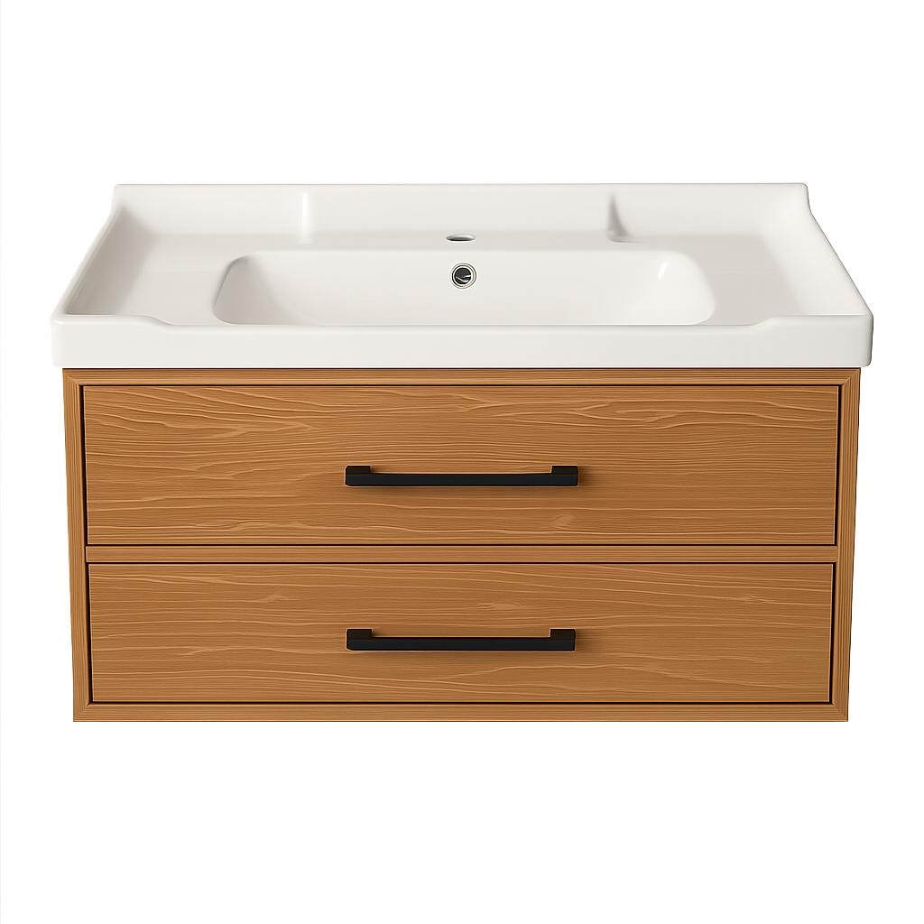 36" PVC Bathroom Vanity – Elegant Walnut Finish