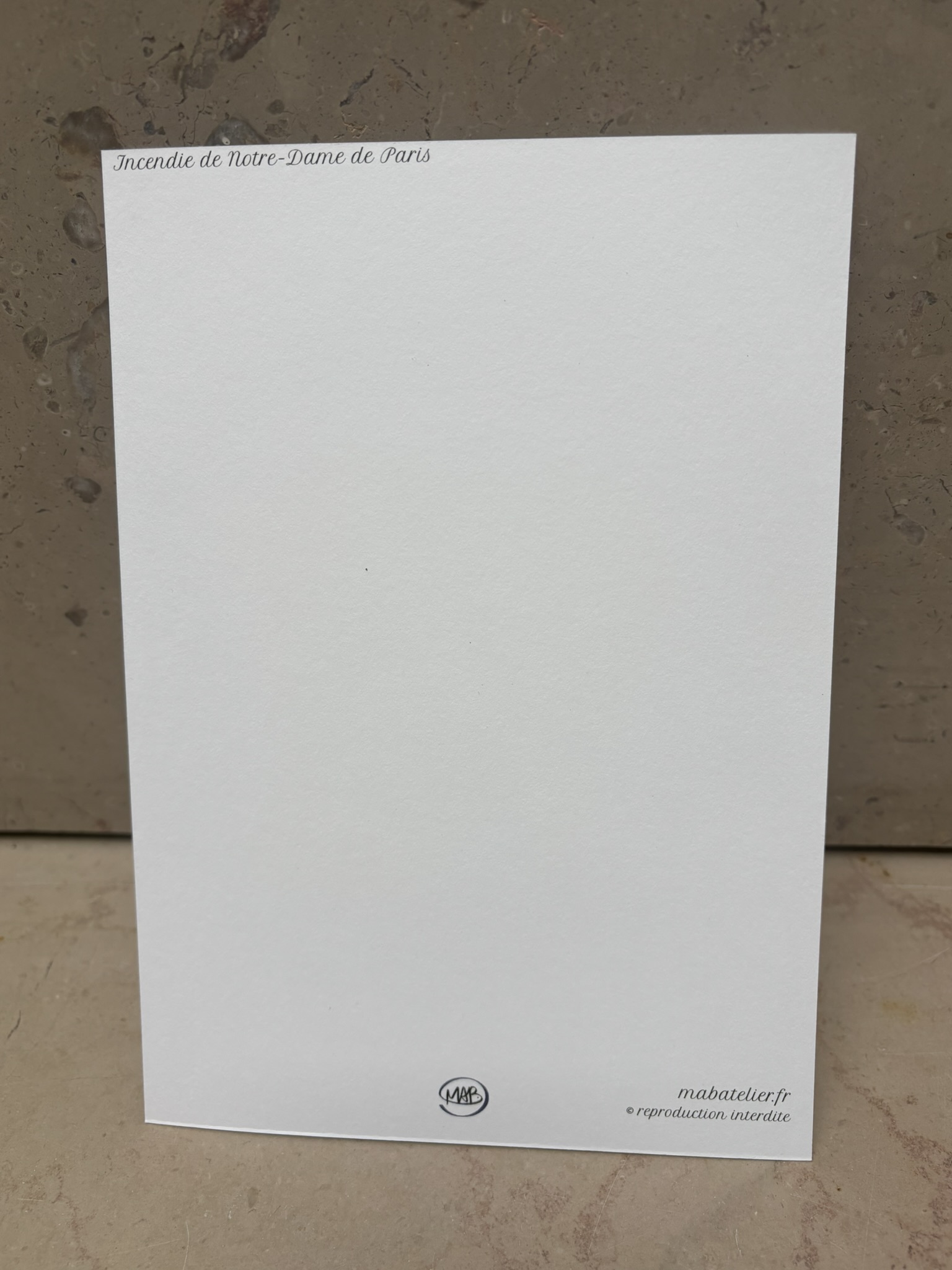 Carte A5 Incendie de Notre-Dame