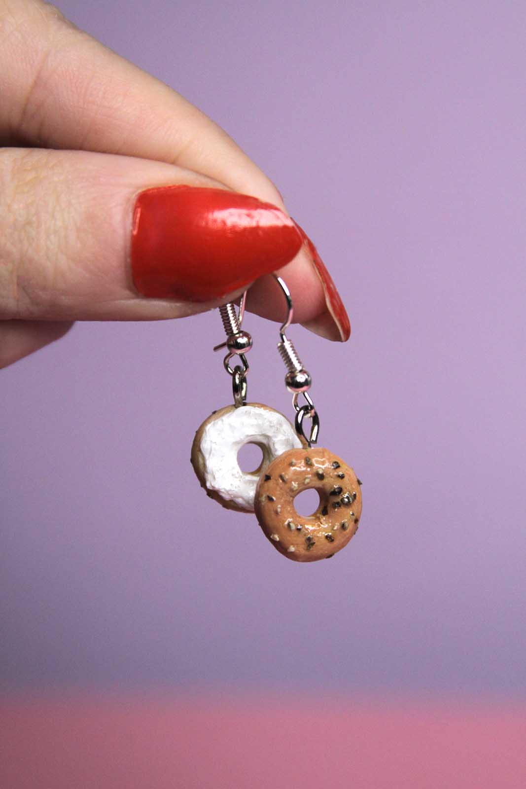 Bagel and Cream Cheese Earrings