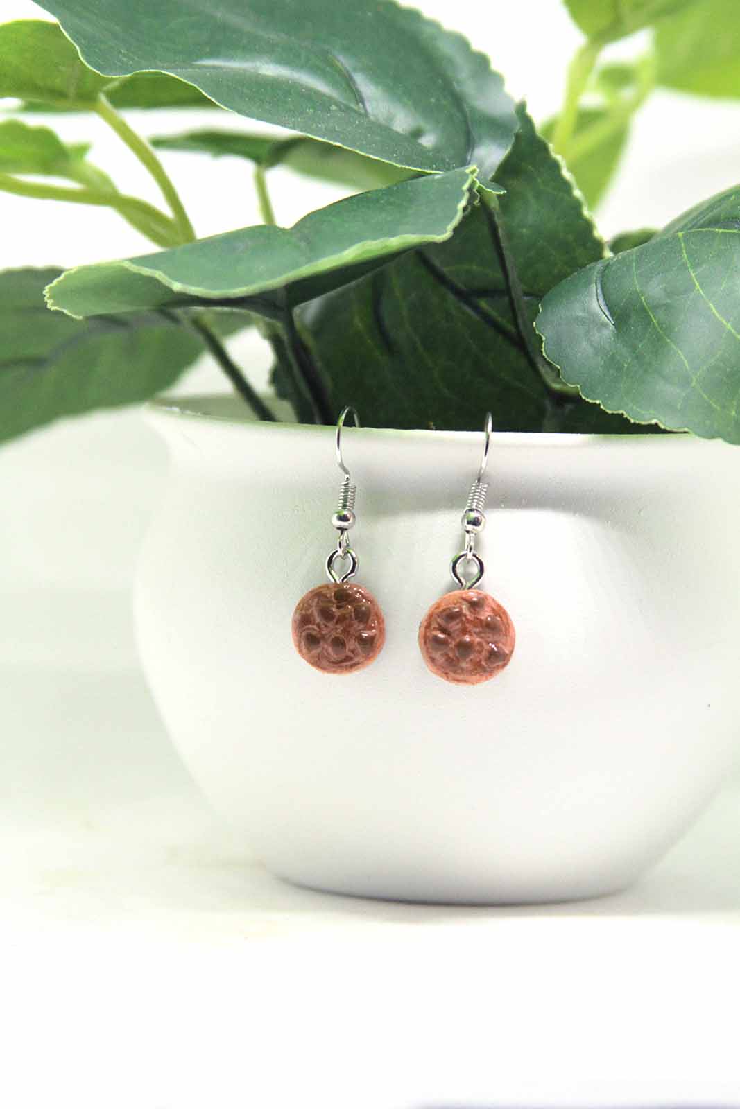 Chocolate Chip Cookie Earrings - Sweet Treat Dangle Earrings