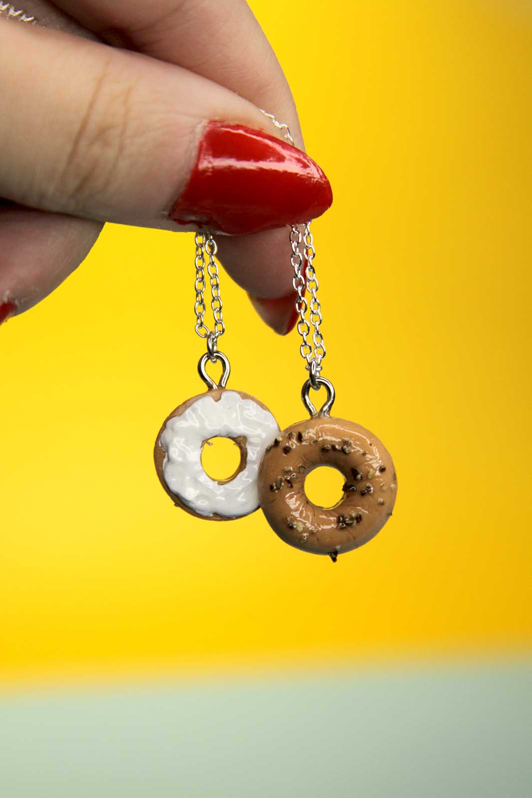 Bagel and Cream Cheese Friendship Necklace Set