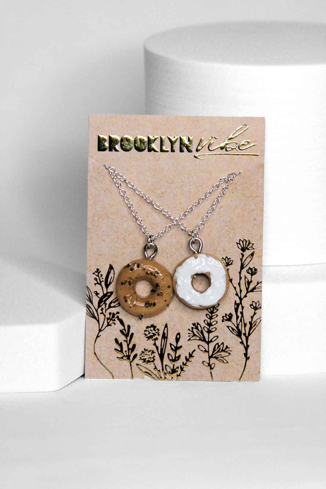 Bagel and Cream Cheese Friendship Necklace Set