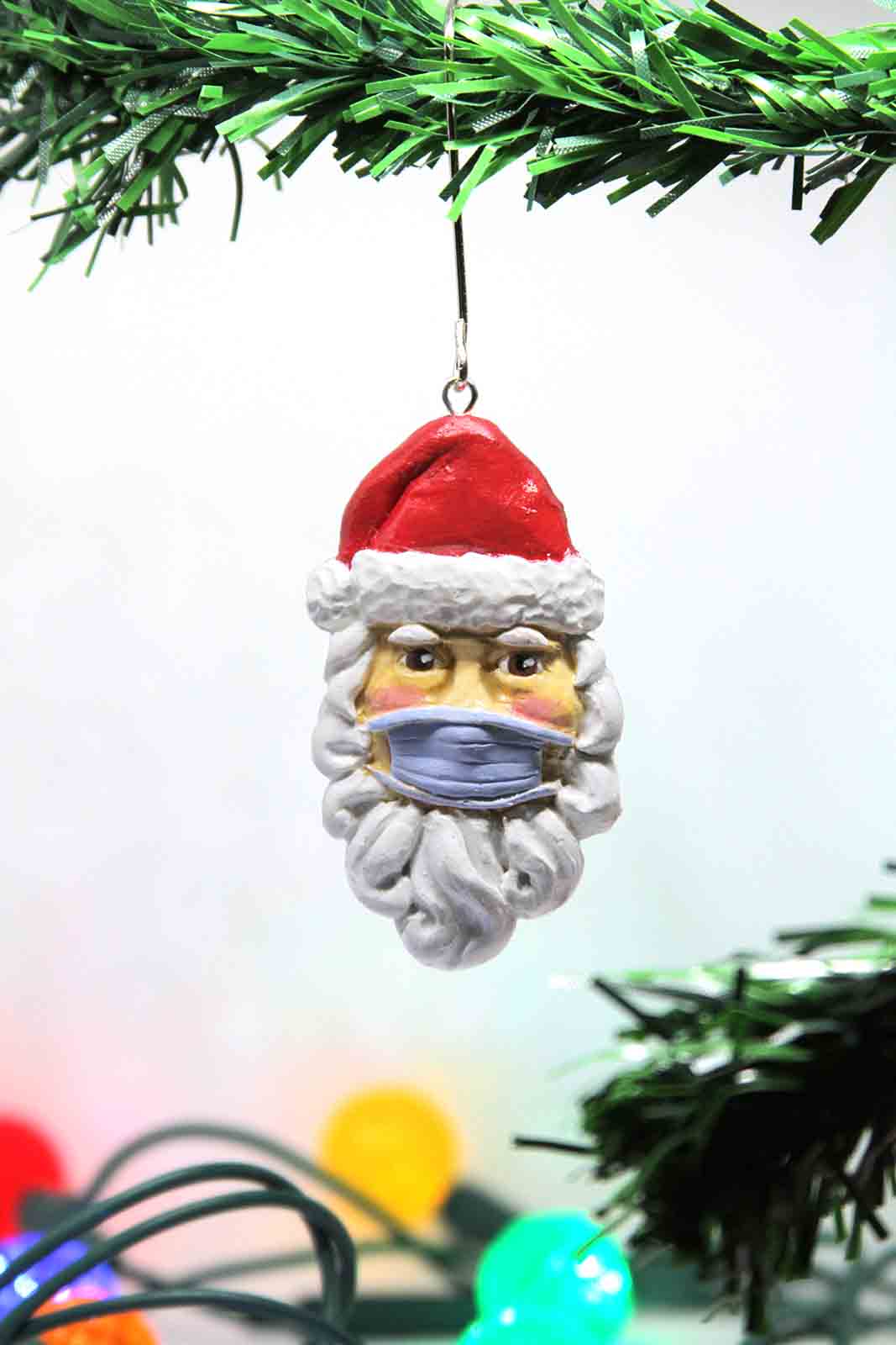 Quarantine Masked Santa Ornament