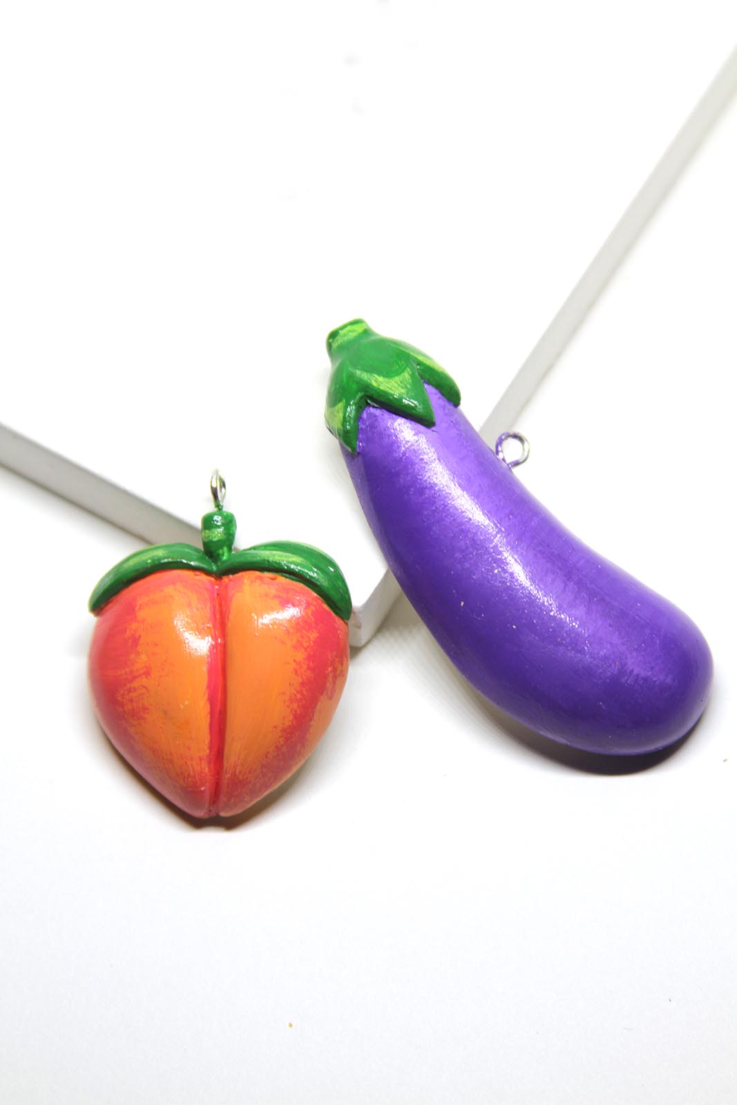 Eggplant & Peach Ornament Set