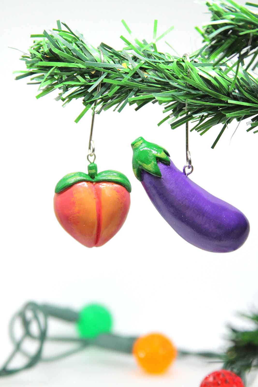Eggplant & Peach Ornament Set