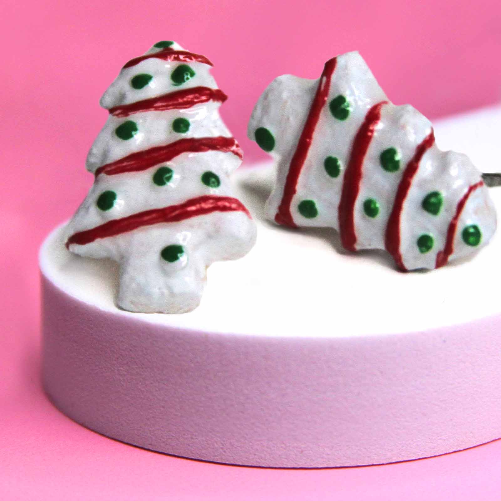 Little Debbie Christmas Tree Cake Earrings