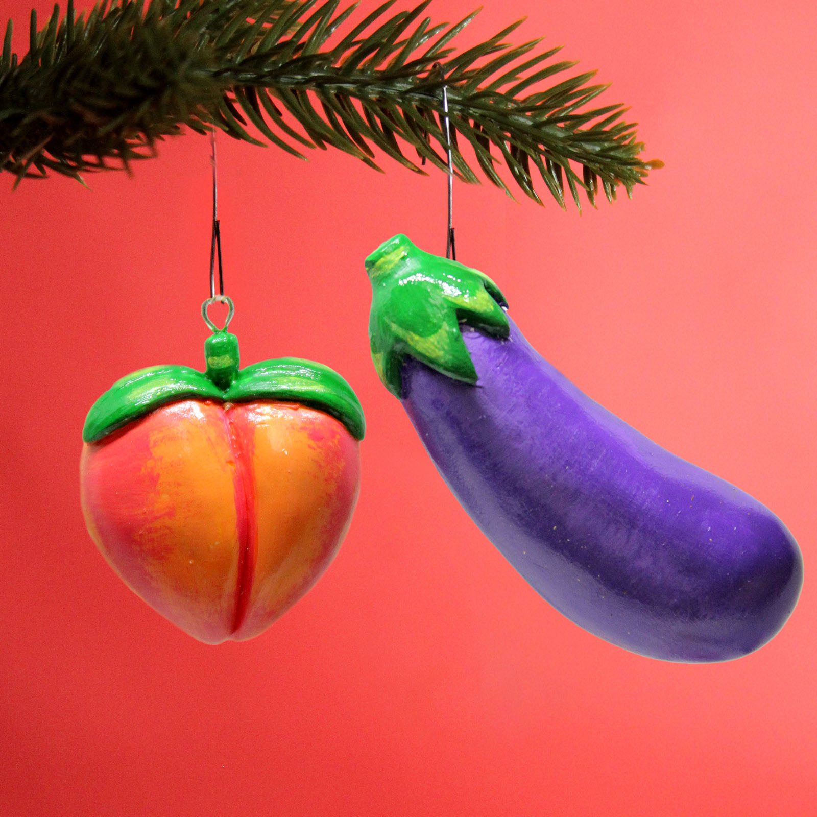 Eggplant & Peach Ornament Set