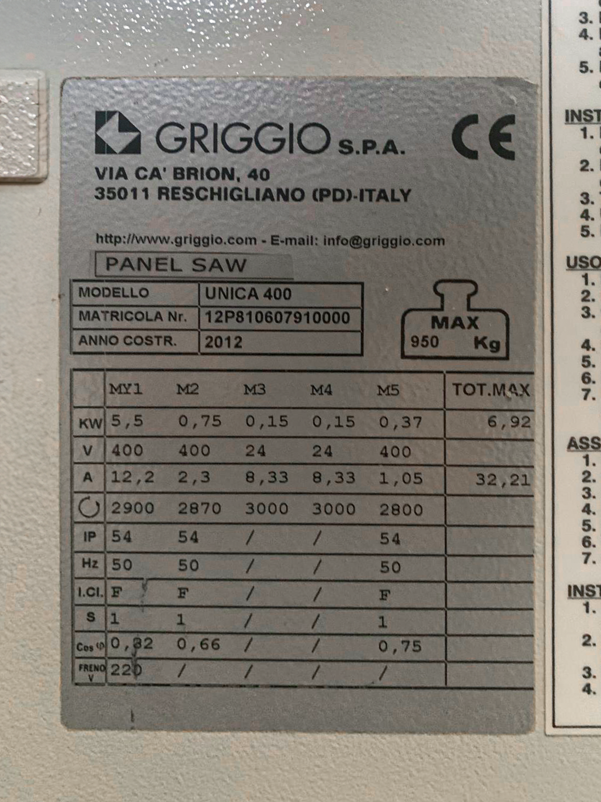 Griggio squadratrice Unica 400