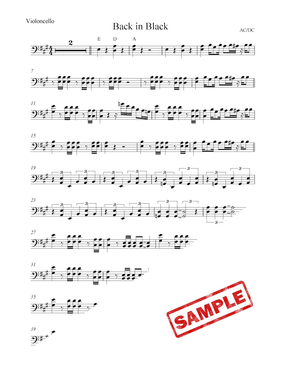 "Back In Black" AC/DC for Violin & Cello (+ Backing Track)