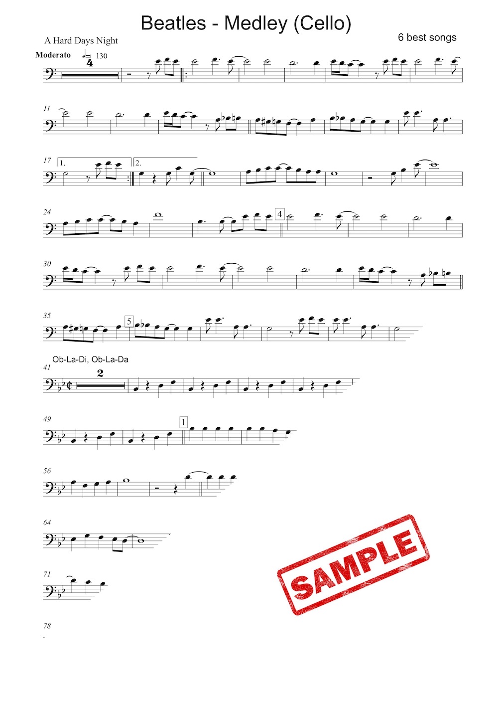 The Beatles Medley for Violin & Cello, 6 best Beatles songs, 10 minutes duration (+Backing Track)