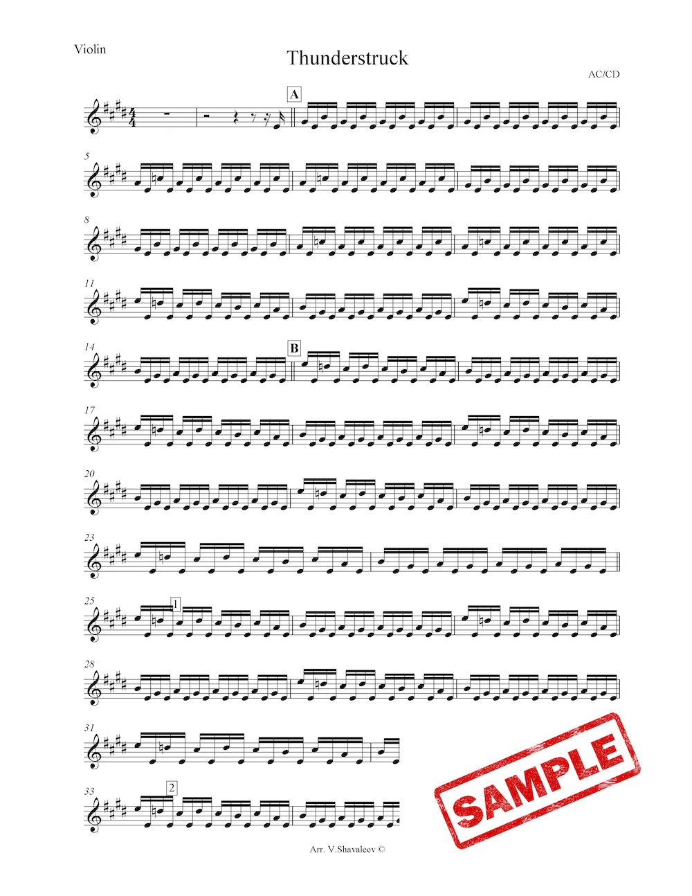 “Thunderstruck” AC/DC for Violin & Cello Duo (+ Backing Track)