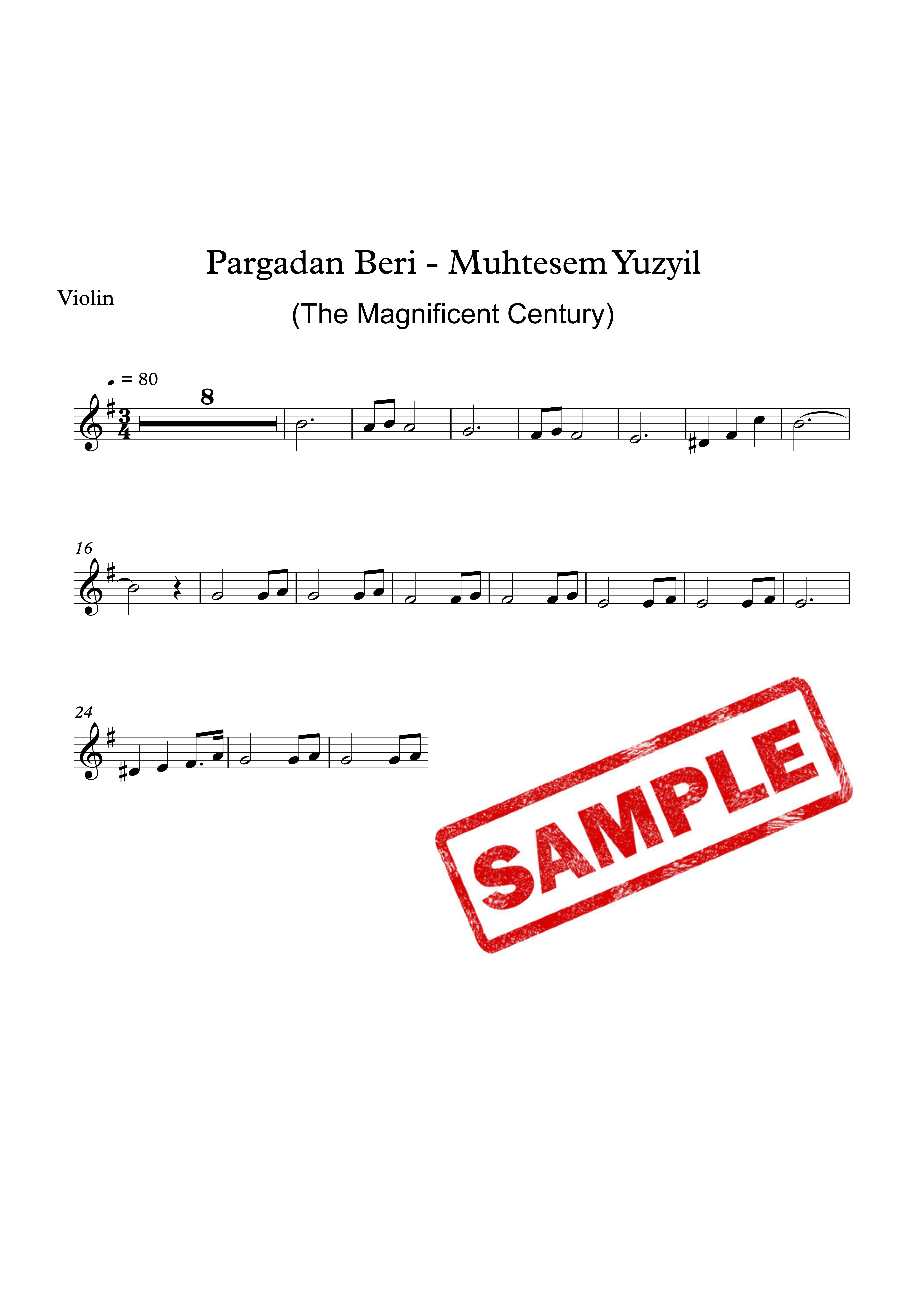 Pargali Ibrahim Violin "The Magnificent Century" for Violin Solo with Backing Track