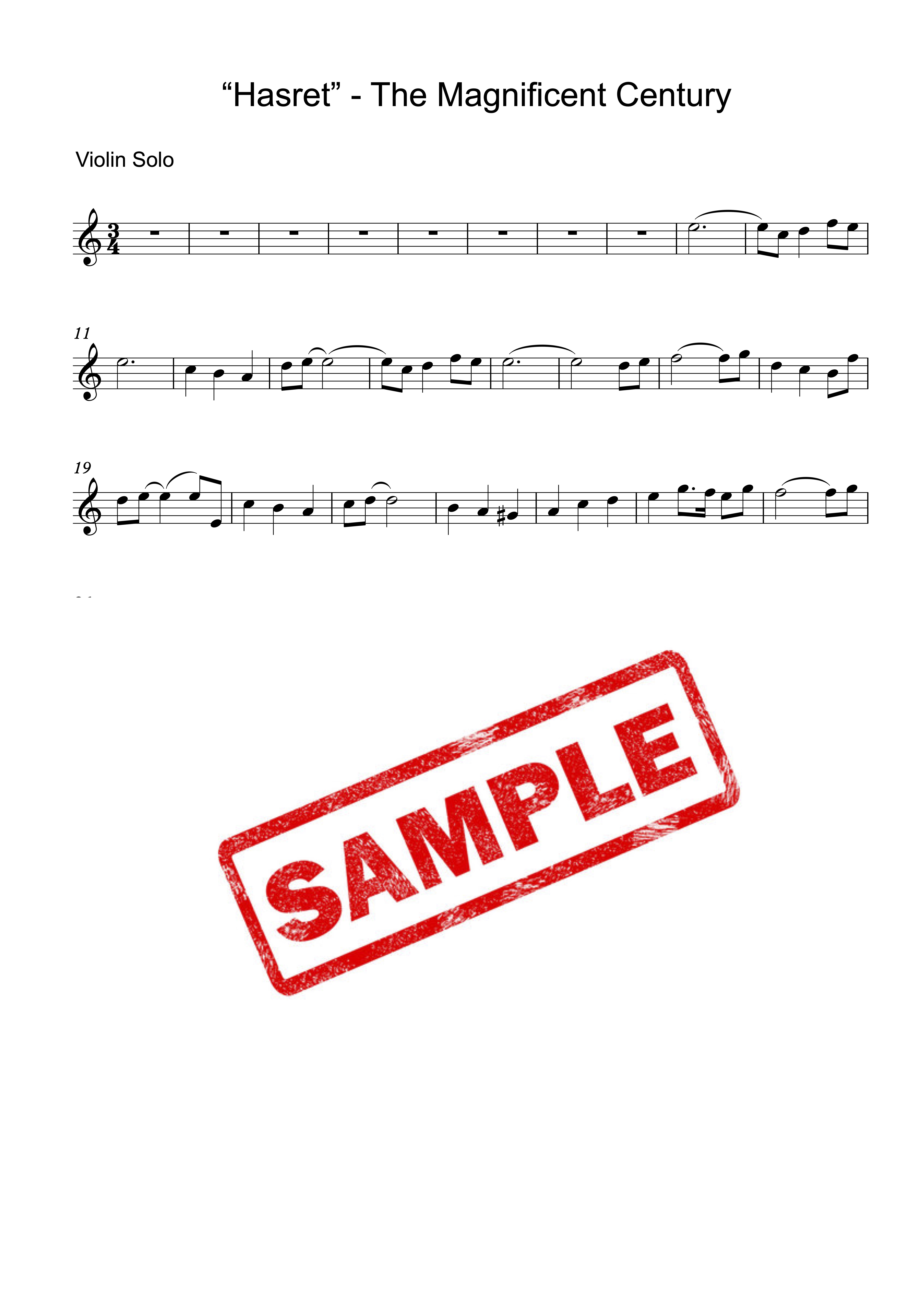 Hasret "The Magnificent century" for Violin Solo with Backing Track