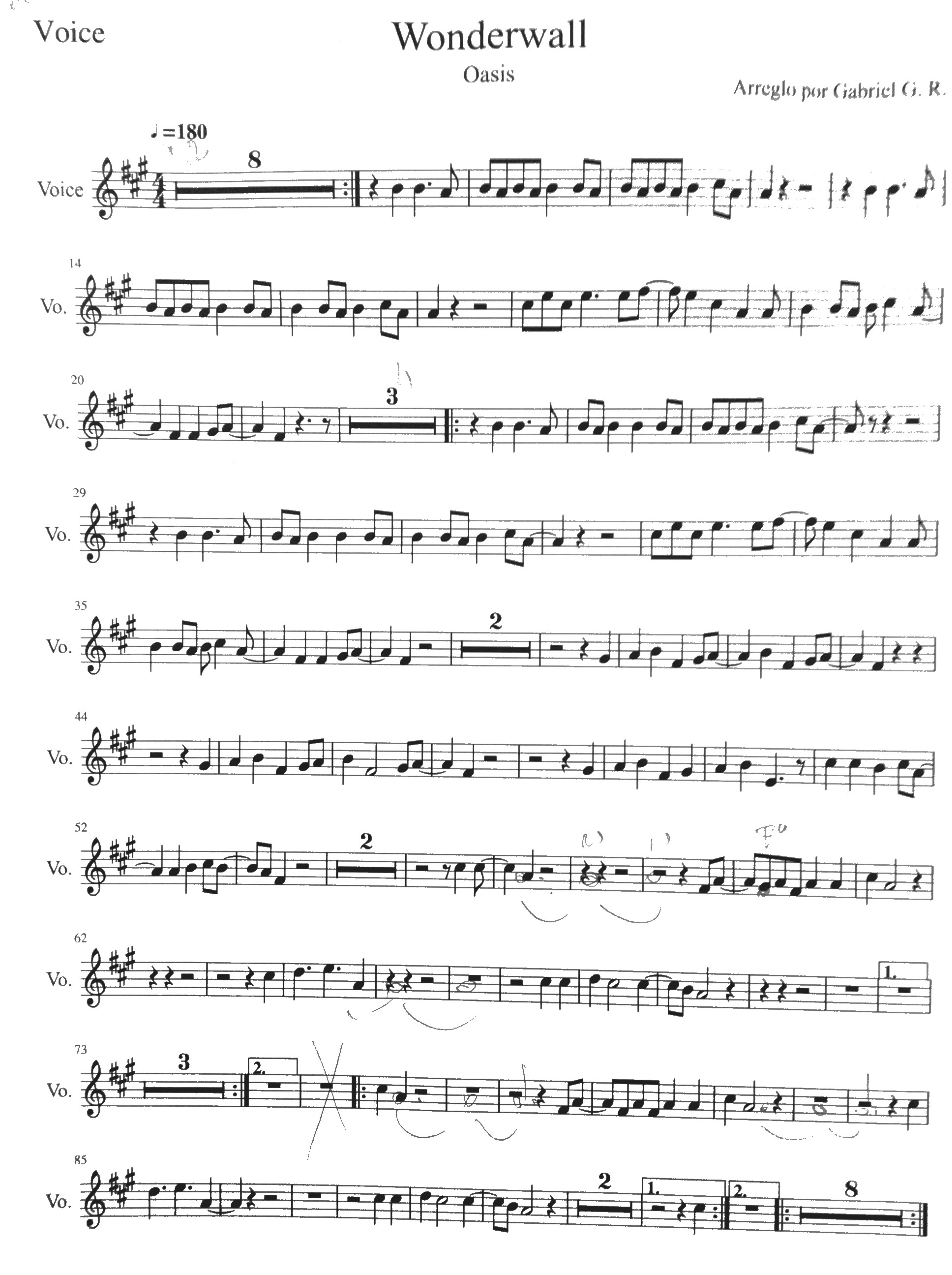 Oasis Wonderwall  for Violin Solo