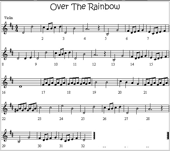 Over the Rainbow for Violin Solo