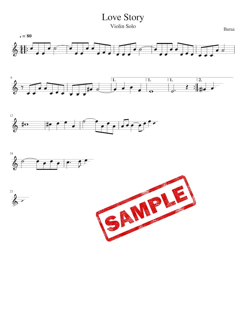 Love Story by Francis Lai for Violin Solo