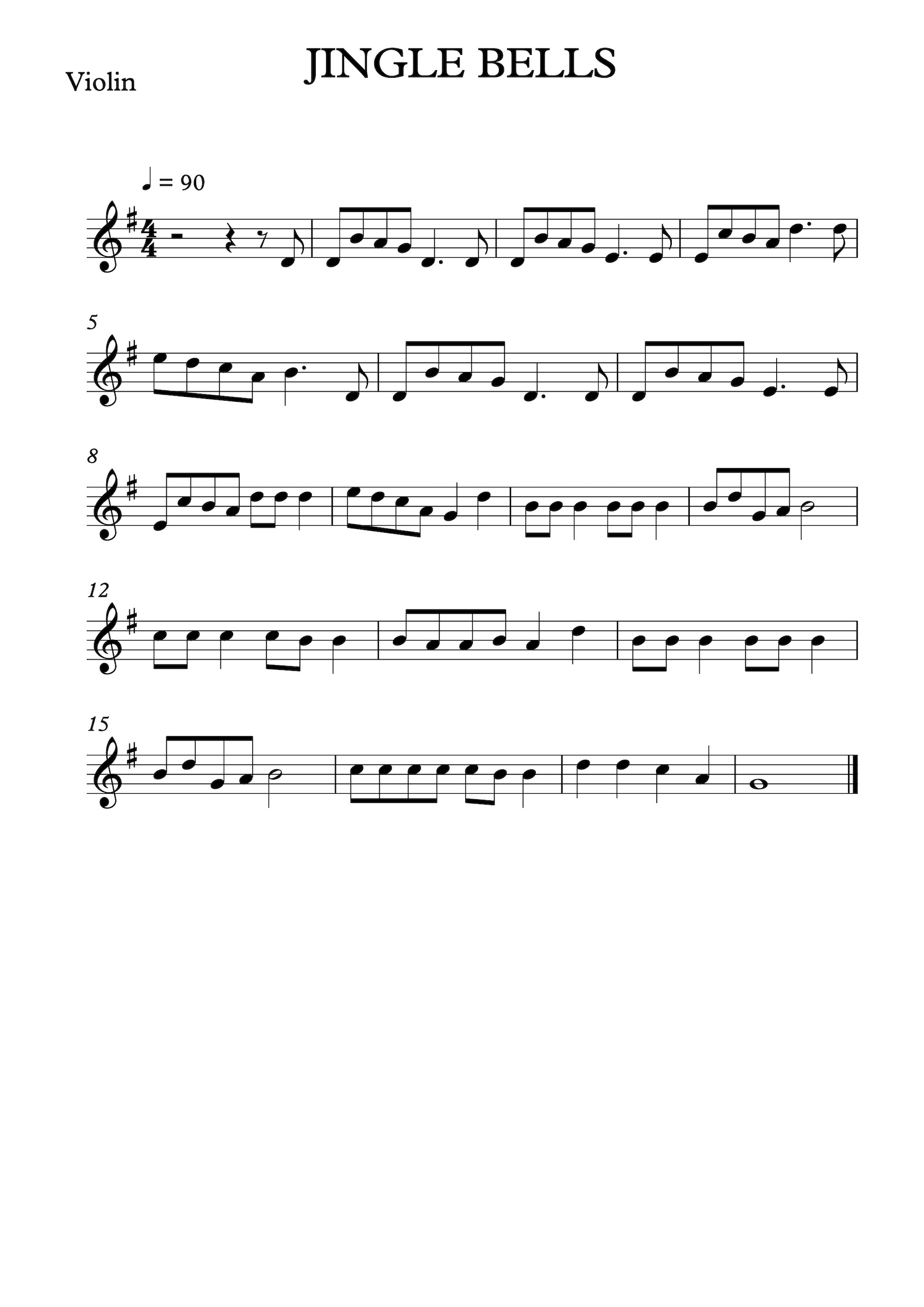 "Jingle Bells" Christmas Song for Violin Solo