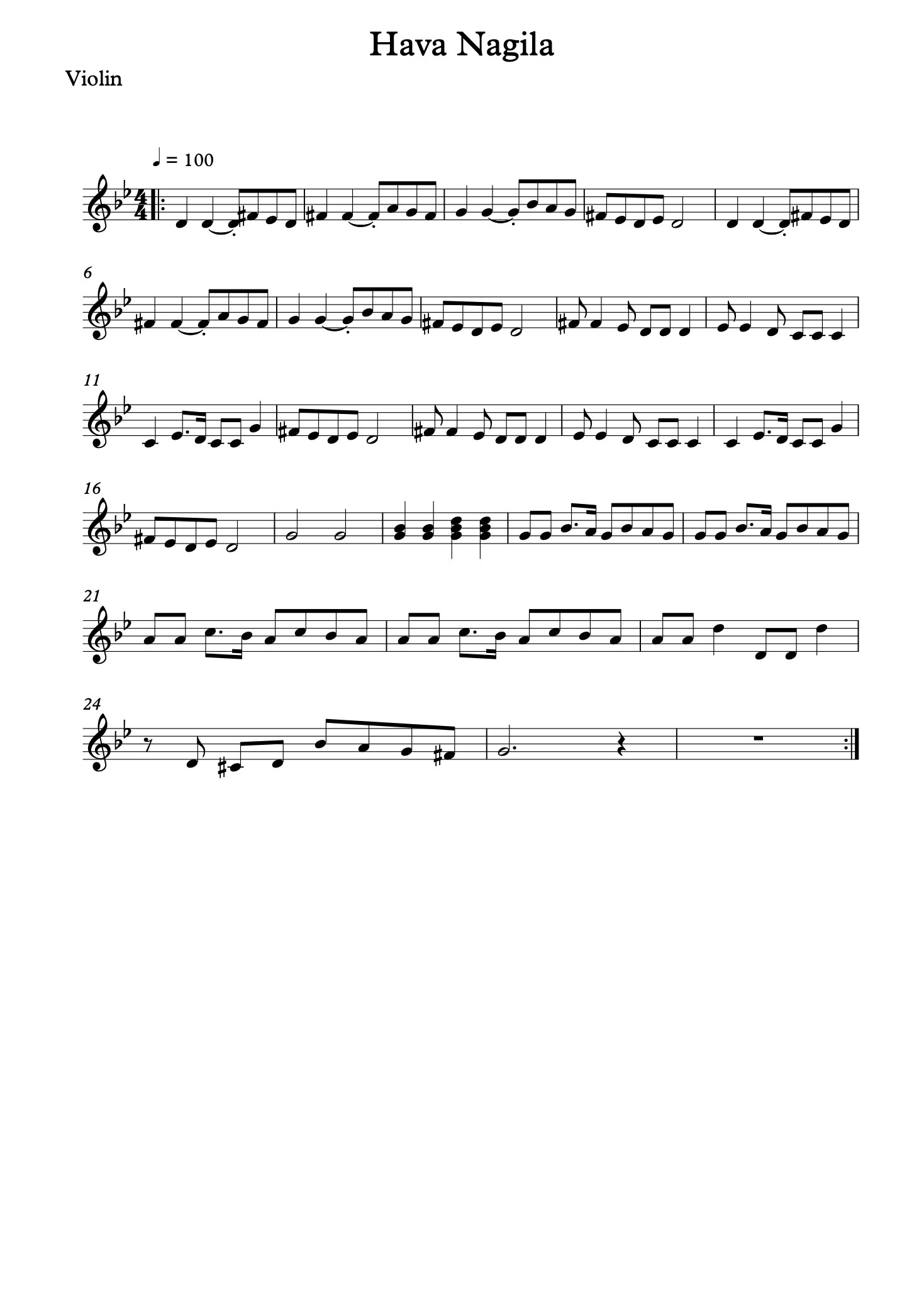 "Hava Nagila" for Violin Solo