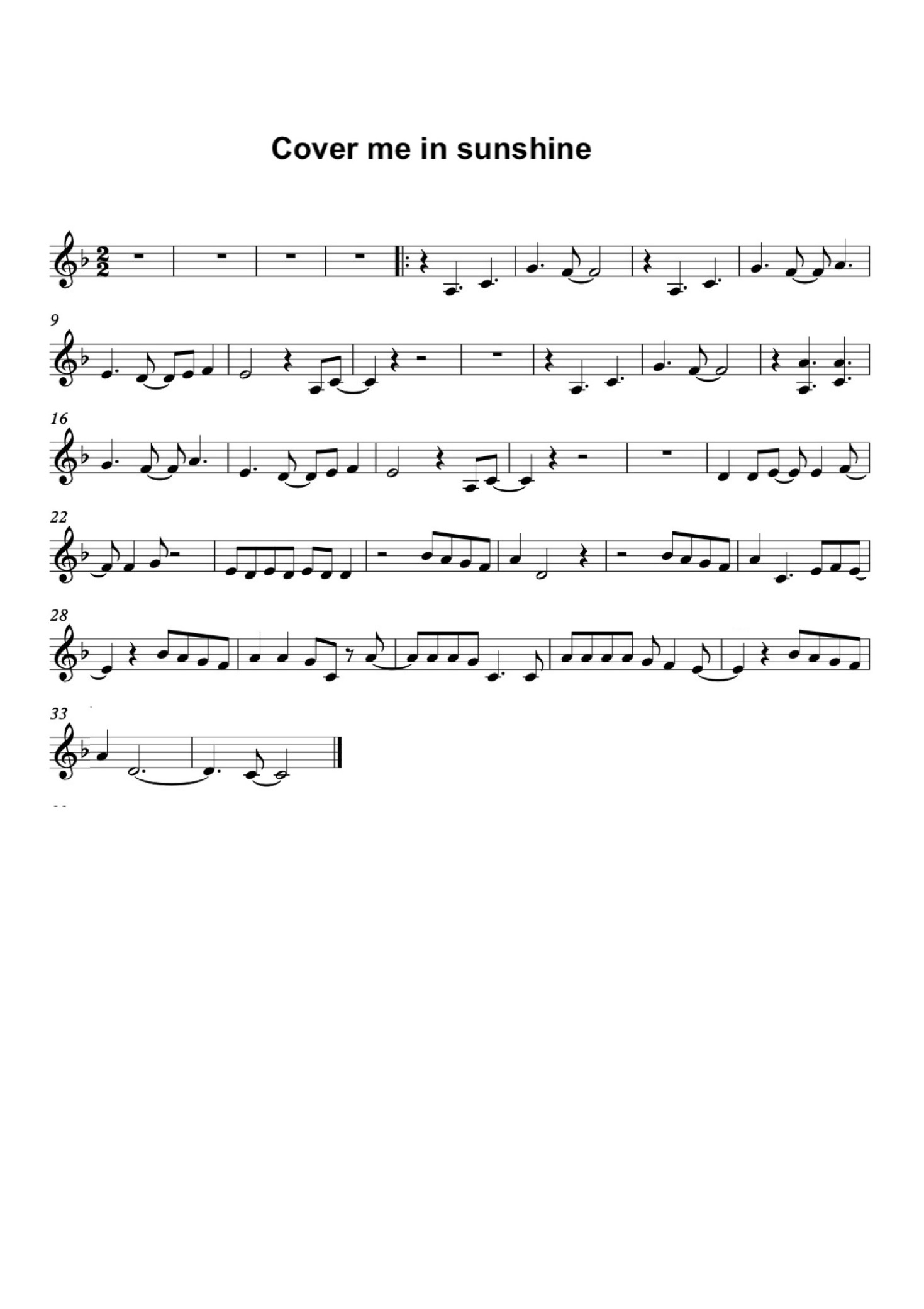 "Cover Me in Sunshine" Pink for Violin Solo